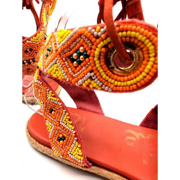 Sam Edelman | Beaded Espadrille Tie Sandals | 8.5 M - Picture 8 of 9